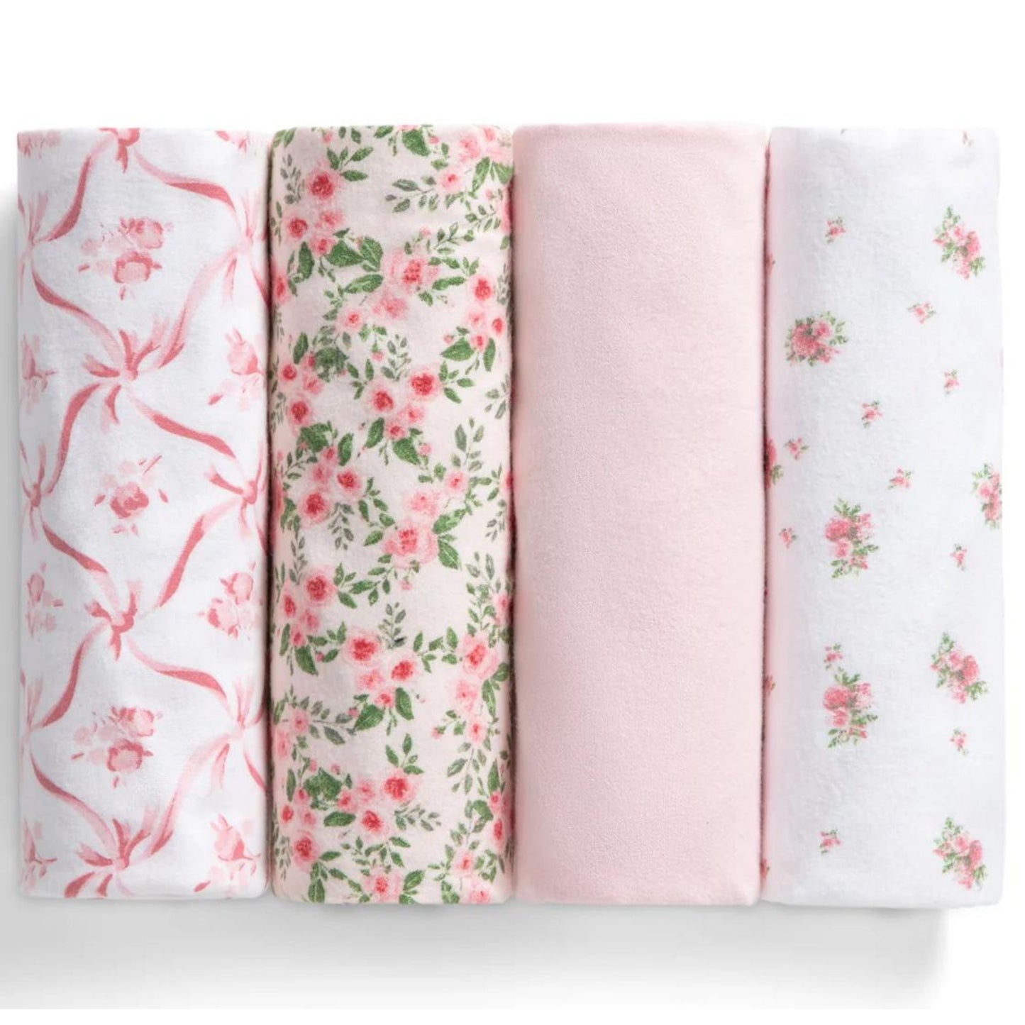 100% Cotton Flannel Baby Receiving Blankets - 4 Pack