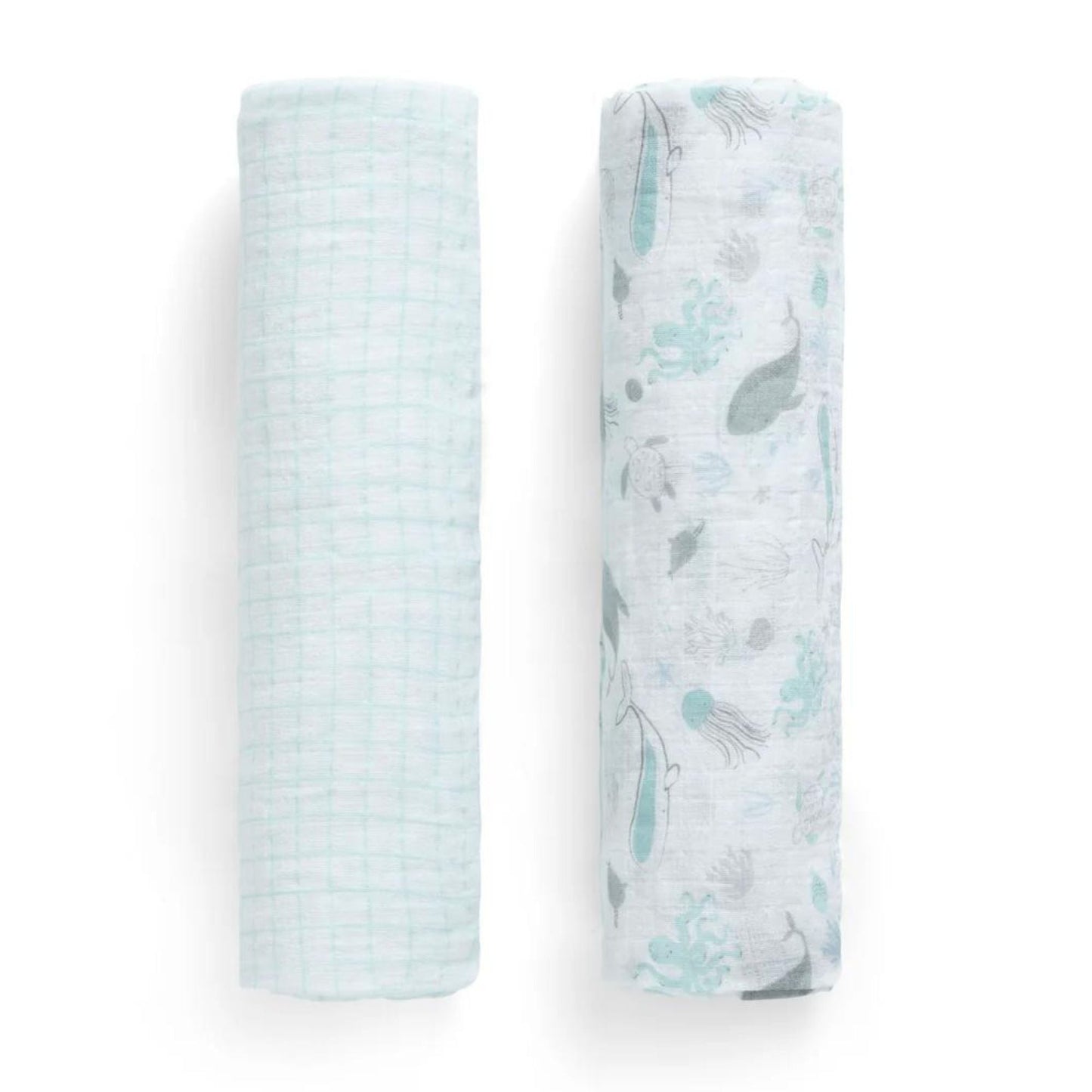 100% Cotton Muslin Baby Receiving Blankets - 2 Pack